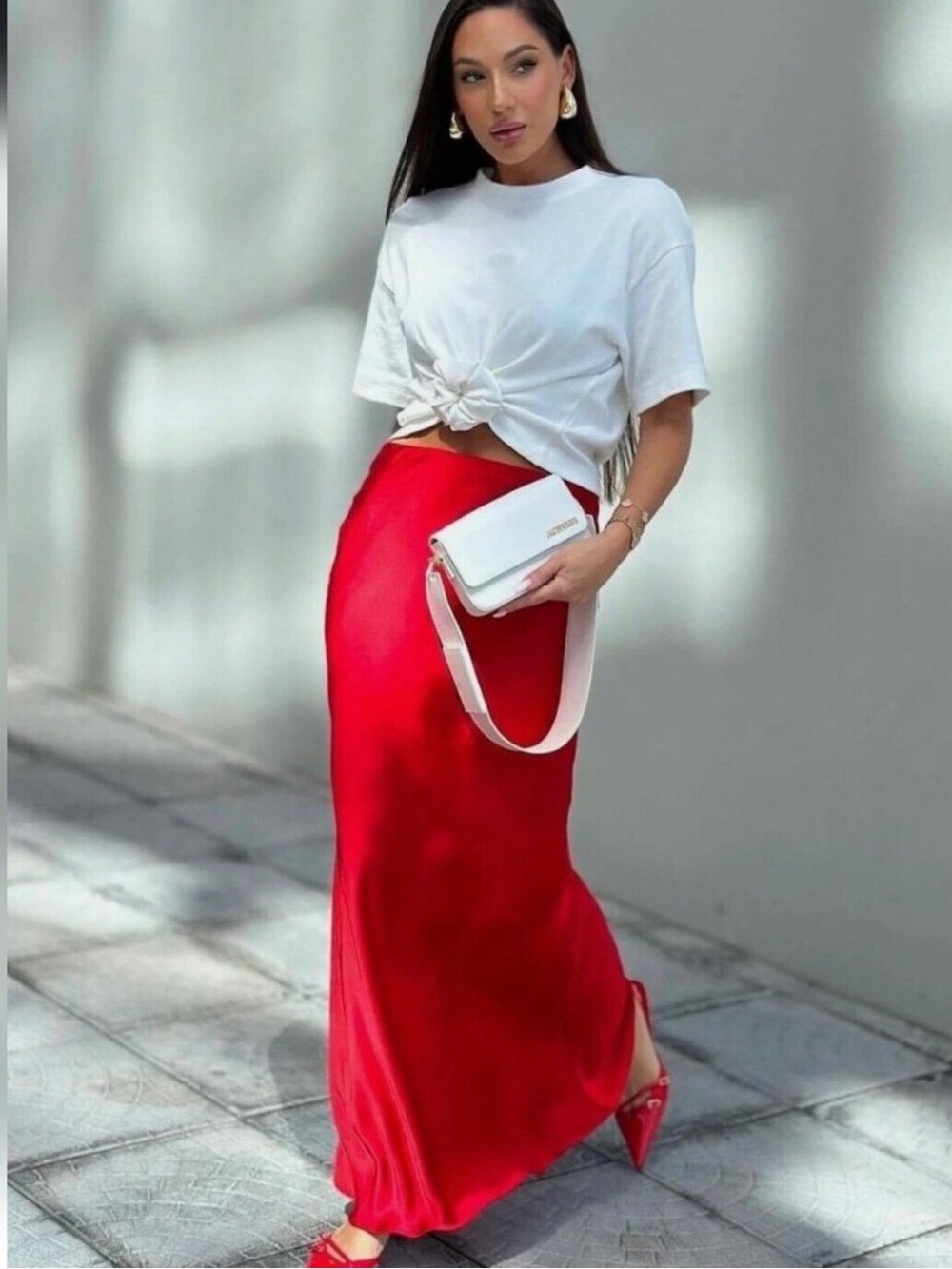 NATION LTD NWT Gaia Silky Satin Bias Cut Maxi Skirt M - Picture 5 of 16